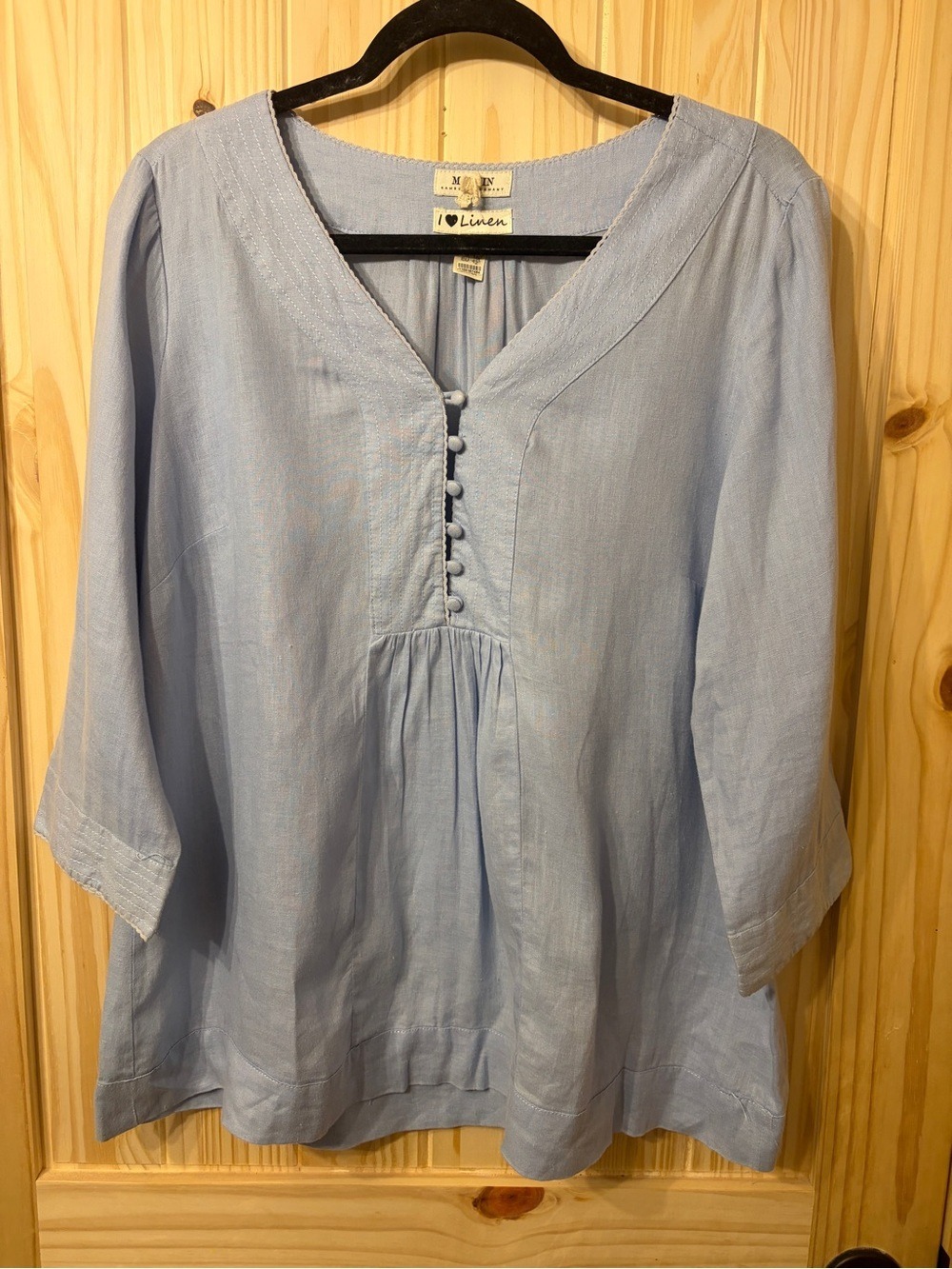 Malvin I Love Linen Babydoll Blouse Top Summer Spring Beachy Cottagecore XL BoHo
